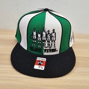 VTG Black Fives Fitted Cap Mens NBA Green‎ White AMERICAN NEEDLE 7 5/8 NEW